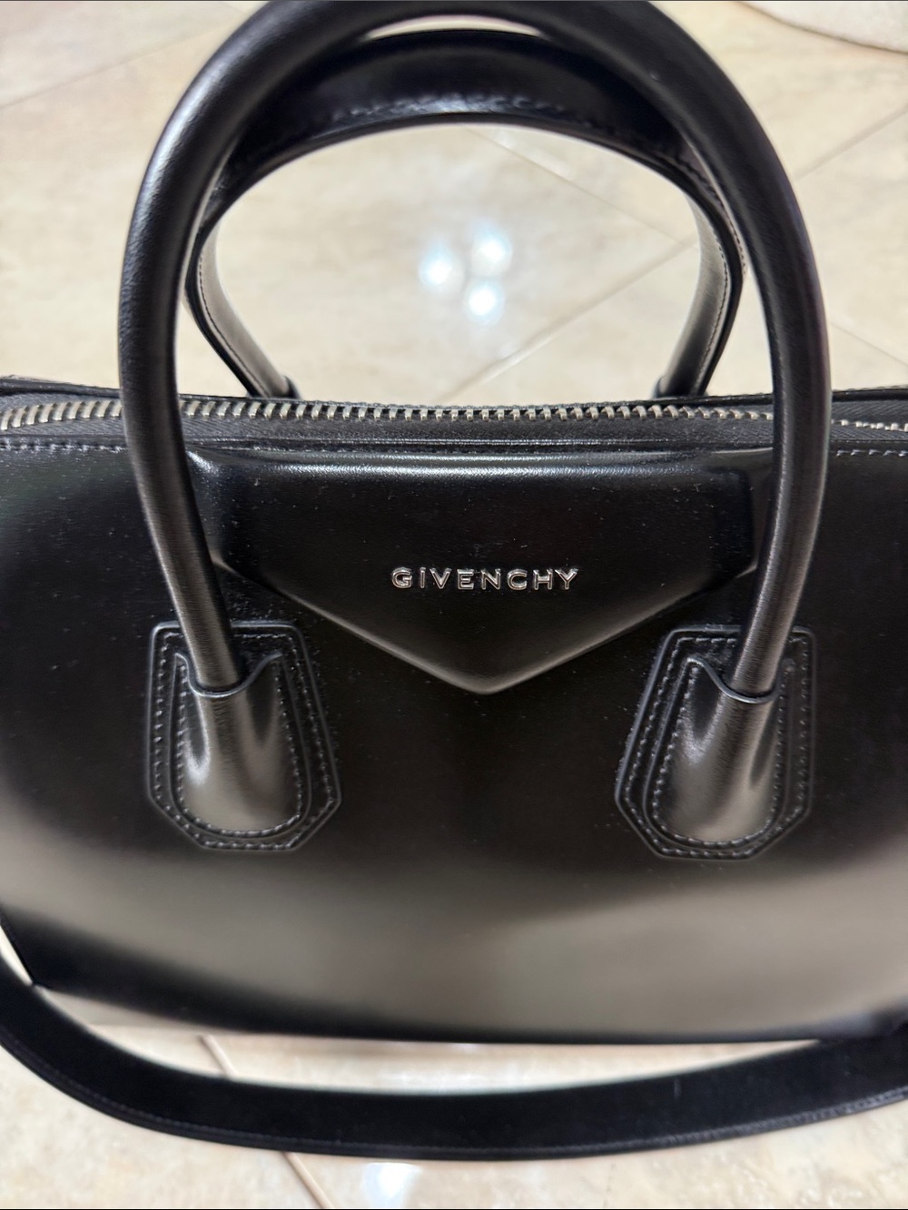 Givenchy Black Leather Satchel with Detachable Strap - Picture 2 of 11